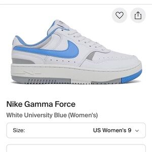 Nike Women's Gamma Force Sneakers - White and University Blue